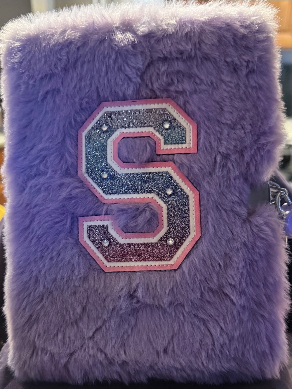 Claire's Purple Plush Notebook with Glitter 'S' Patch